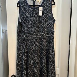 Michael Kors XXL Navy and White Geometric Dress